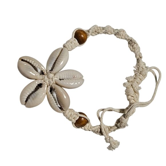 Handmade Boho Cowrie Shell Wood Bead Macrame Bracelet Beach Core Jewelry Women - Picture 1 of 4